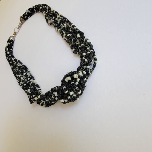 Multi-Layer Monochrome Bib Knot Statement Necklace - Picture 9 of 9